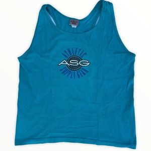 vtg 90s ASG teal blue tank top medium